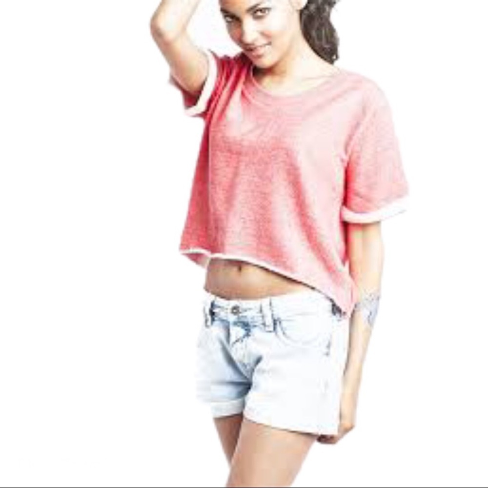 H&M Divided Sweat/Jersey Crop Top With Scoop Neck Red Size Medium M